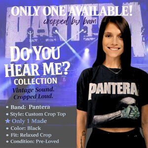 Custom Pantera Cropped Band Tee – 1 of 1 BAM Studio Cut | Size L | Rare